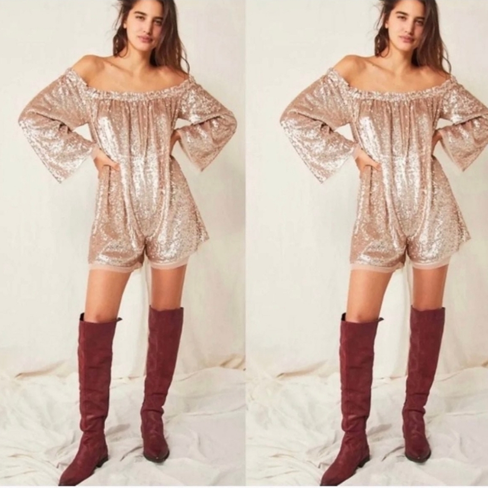 FREE PEOPLE Emilia Sequin Romper